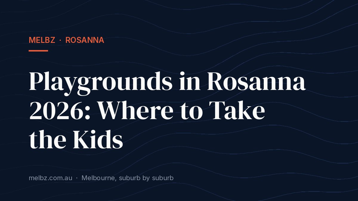 Title card: Playgrounds in Rosanna 2026: Where to Take the Kids