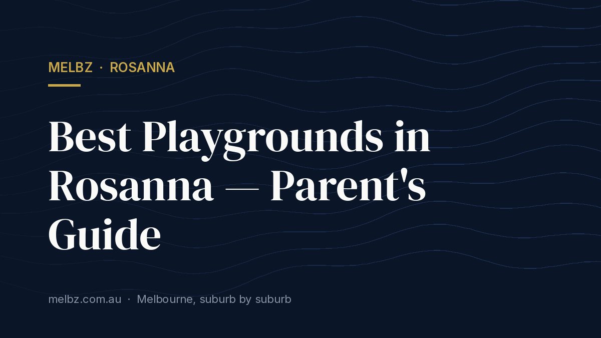 Title card: Best Playgrounds in Rosanna — Parent's Guide