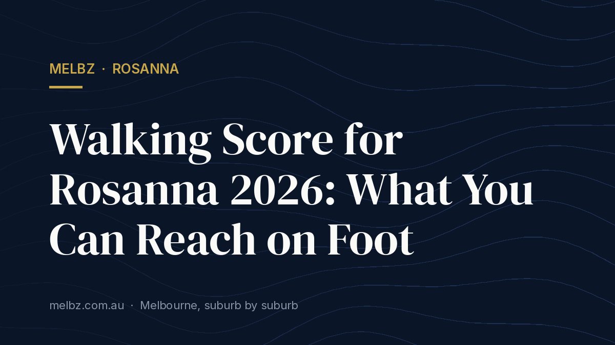 Title card: Walking Score for Rosanna 2026: What You Can Reach on Foot