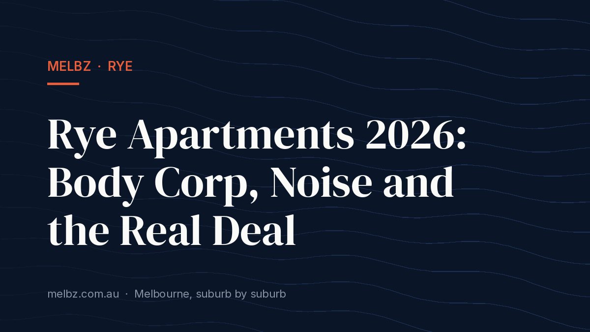 Title card: Rye Apartments 2026: Body Corp, Noise and the Real Deal