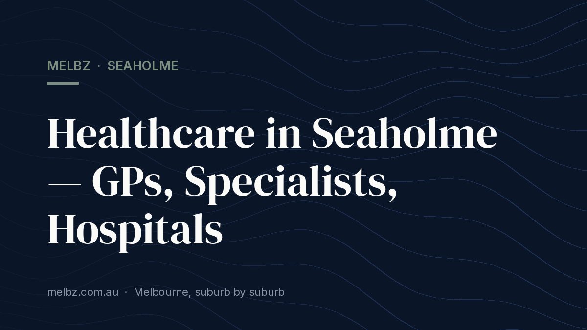 Title card: Healthcare in Seaholme — GPs, Specialists, Hospitals