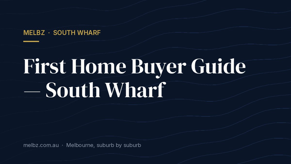 Title card: First Home Buyer Guide — South Wharf