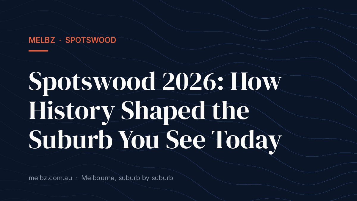 Title card: Spotswood 2026: How History Shaped the Suburb You See Today