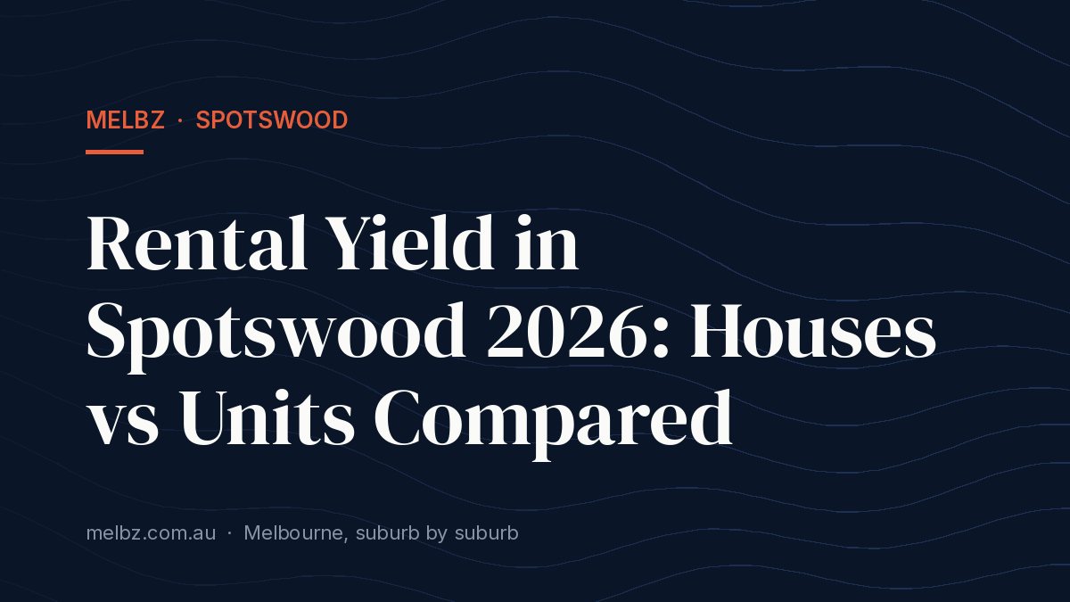 Title card: Rental Yield in Spotswood 2026: Houses vs Units Compared