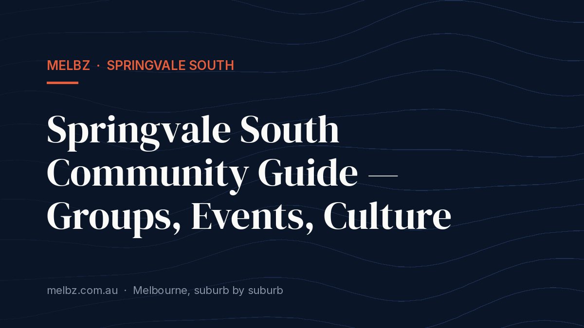 Title card: Springvale South Community Guide — Groups, Events, Culture