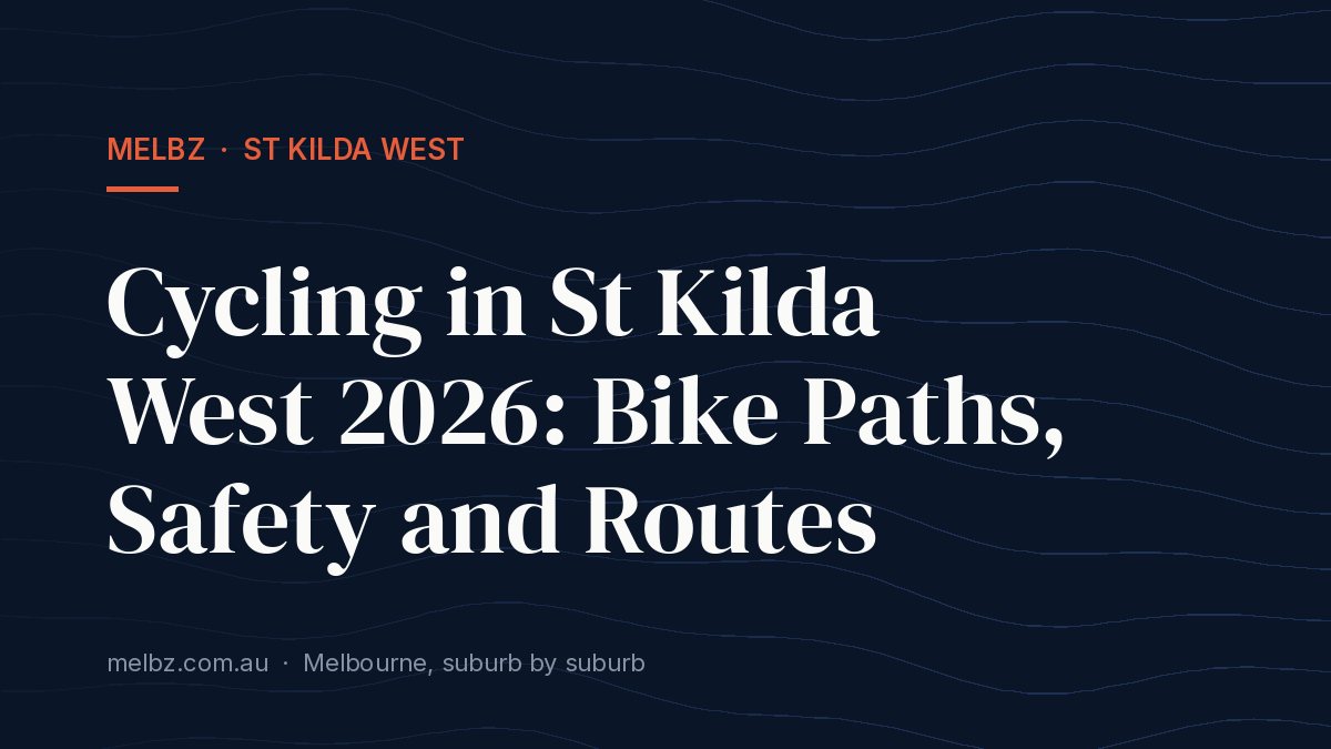 Title card: Cycling in St Kilda West 2026: Bike Paths, Safety and Routes