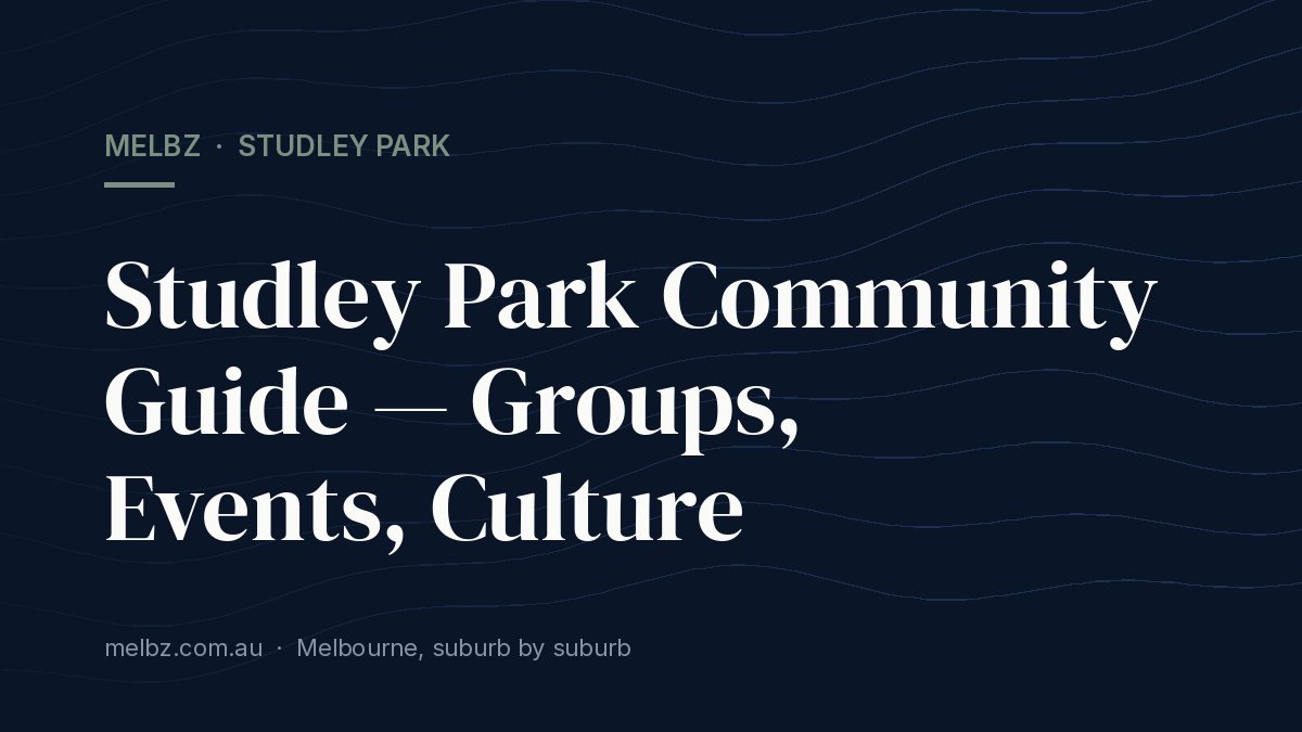 Title card: Studley Park Community Guide — Groups, Events, Culture