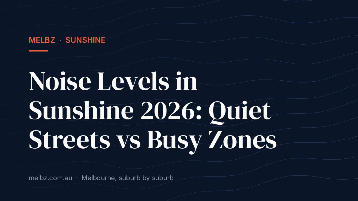 Title card: Noise Levels in Sunshine 2026: Quiet Streets vs Busy Zones