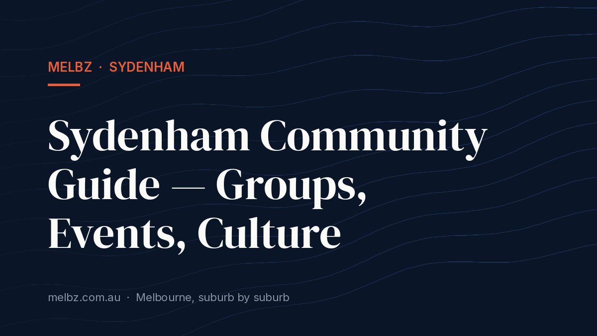 Title card: Sydenham Community Guide — Groups, Events, Culture