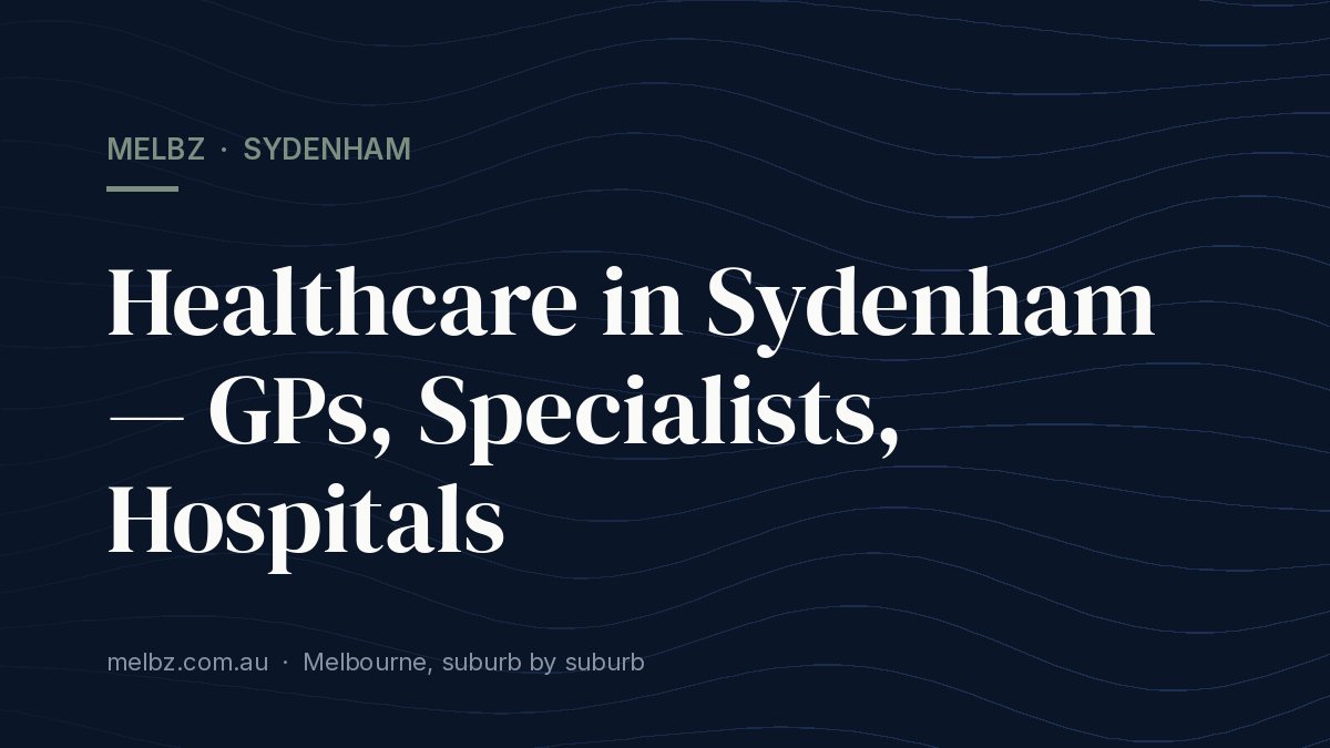 Title card: Healthcare in Sydenham — GPs, Specialists, Hospitals