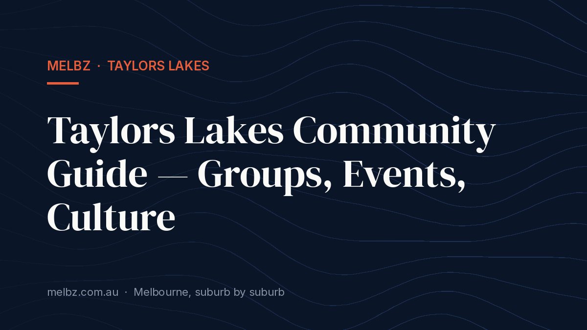 Title card: Taylors Lakes Community Guide — Groups, Events, Culture