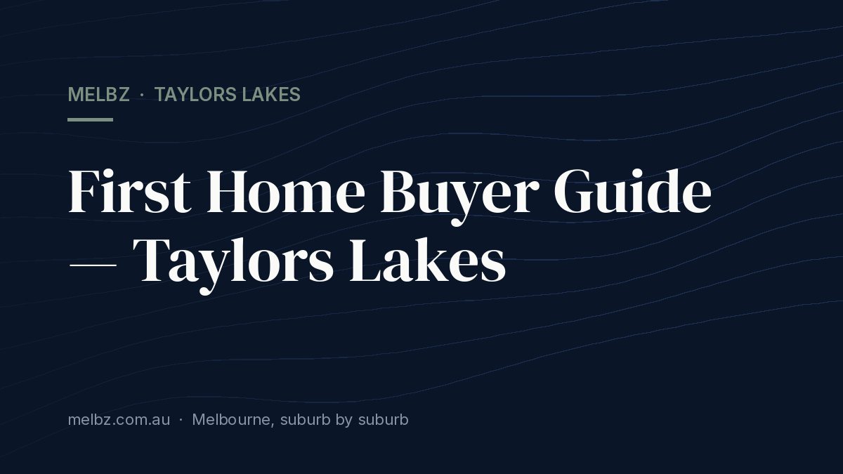 Title card: First Home Buyer Guide — Taylors Lakes