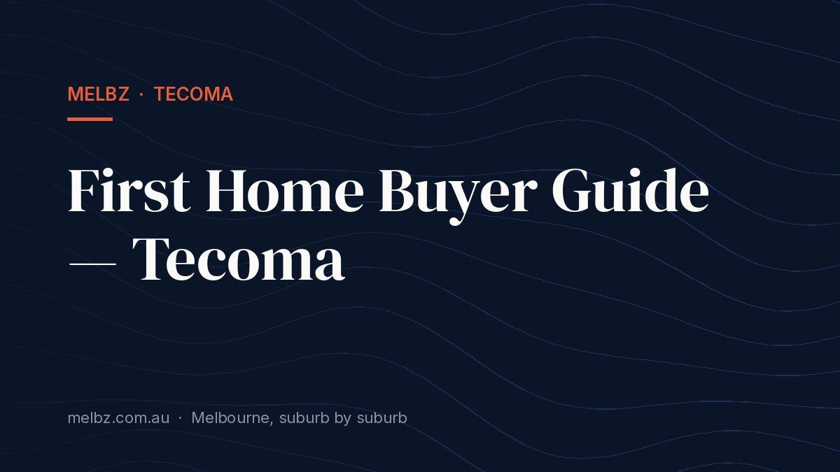 Title card: First Home Buyer Guide — Tecoma