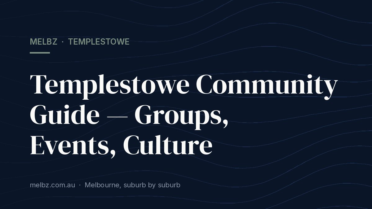 Title card: Templestowe Community Guide — Groups, Events, Culture