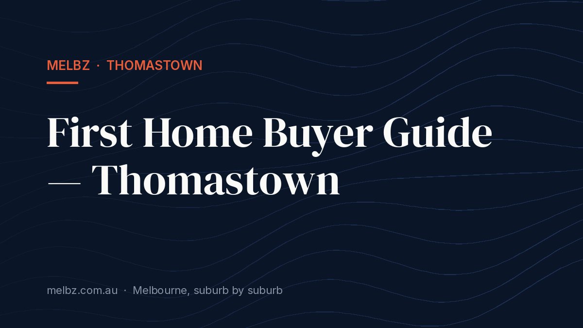 Title card: First Home Buyer Guide — Thomastown