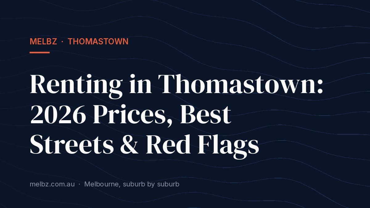 Title card: Renting in Thomastown: 2026 Prices, Best Streets & Red Flags