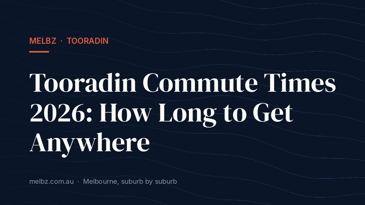 Title card: Tooradin Commute Times 2026: How Long to Get Anywhere