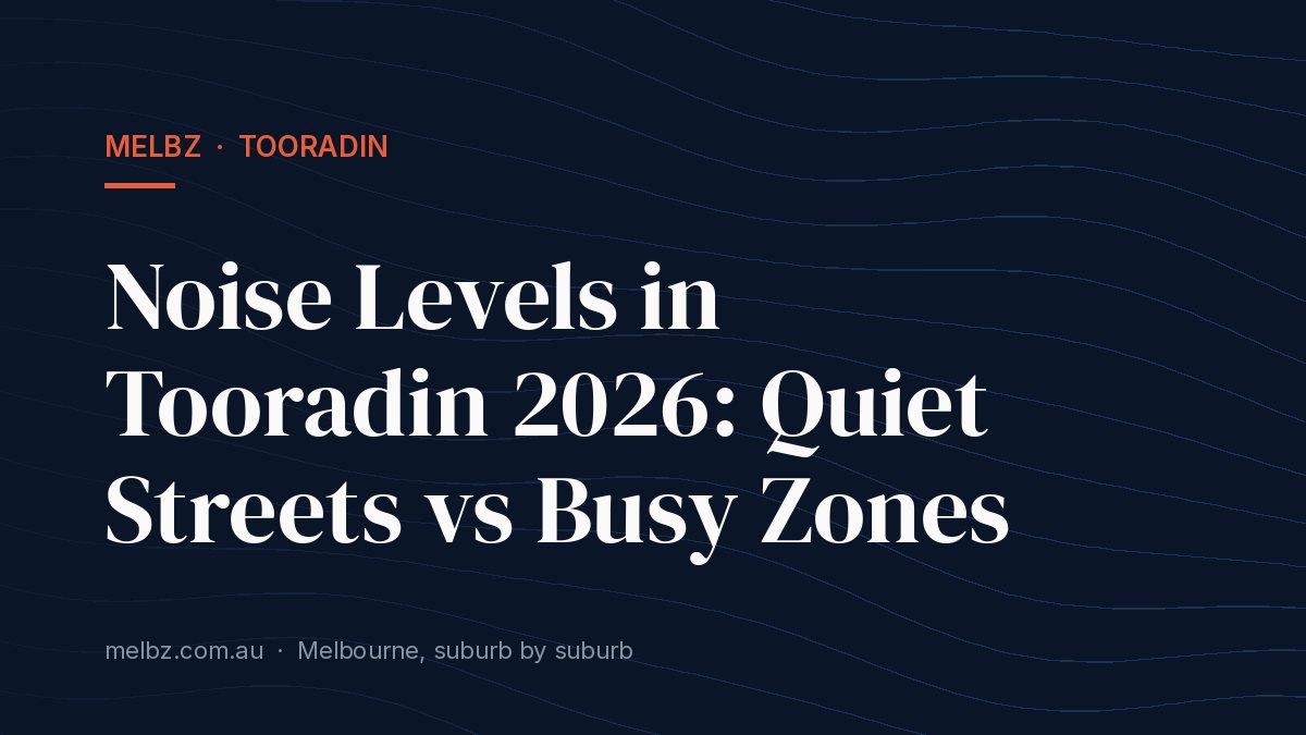 Title card: Noise Levels in Tooradin 2026: Quiet Streets vs Busy Zones