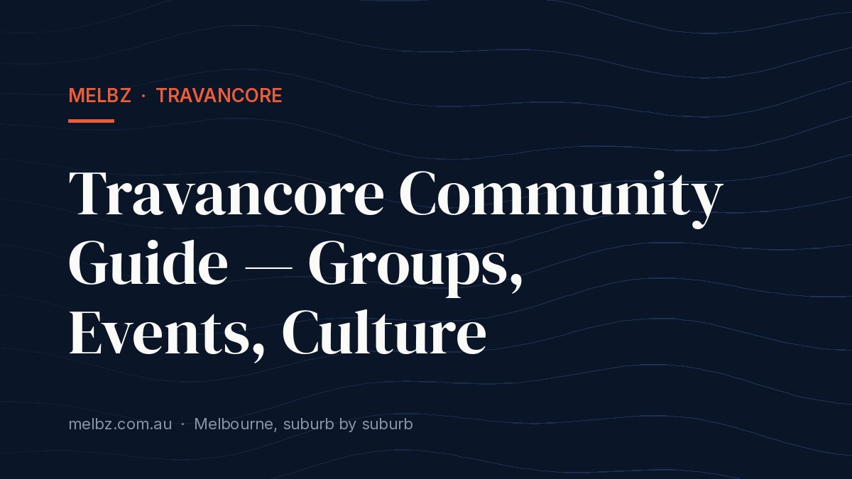 Title card: Travancore Community Guide — Groups, Events, Culture