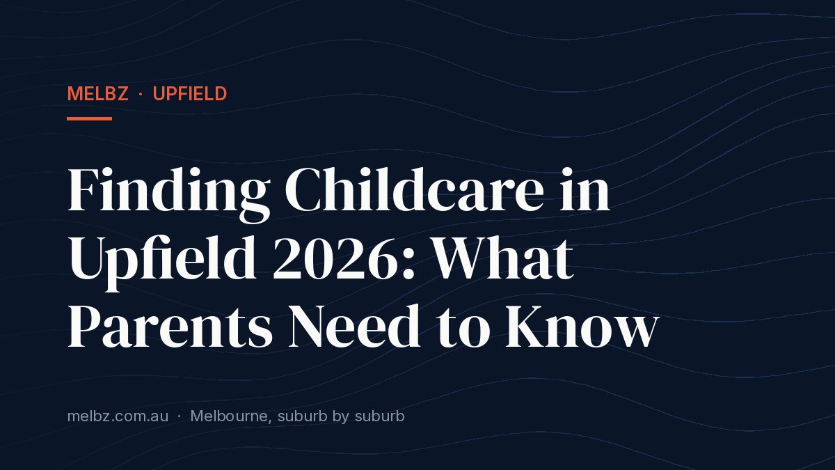 Title card: Finding Childcare in Upfield 2026: What Parents Need to Know