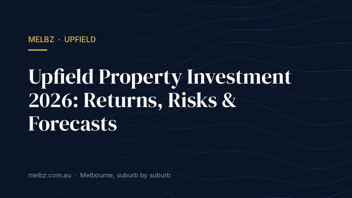 Title card: Upfield Property Investment 2026: Returns, Risks & Forecasts