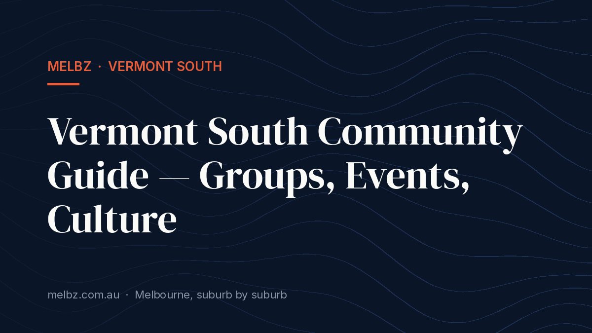 Title card: Vermont South Community Guide — Groups, Events, Culture