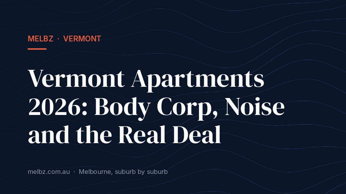Title card: Vermont Apartments 2026: Body Corp, Noise and the Real Deal