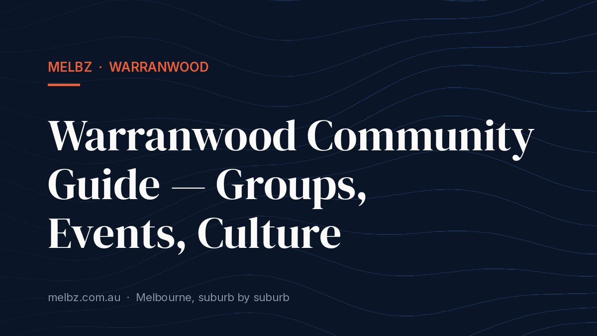Title card: Warranwood Community Guide — Groups, Events, Culture