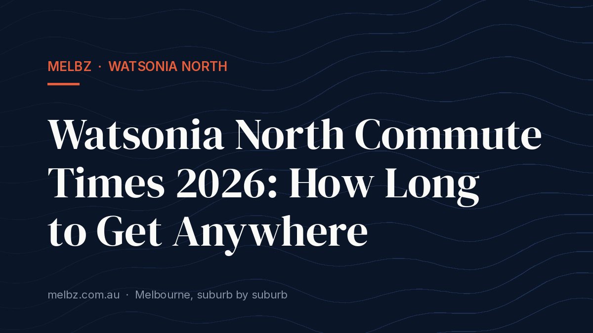Title card: Watsonia North Commute Times 2026: How Long to Get Anywhere