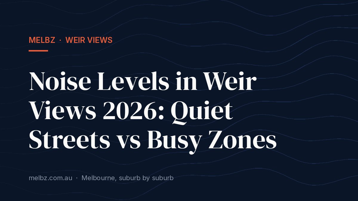 Title card: Noise Levels in Weir Views 2026: Quiet Streets vs Busy Zones