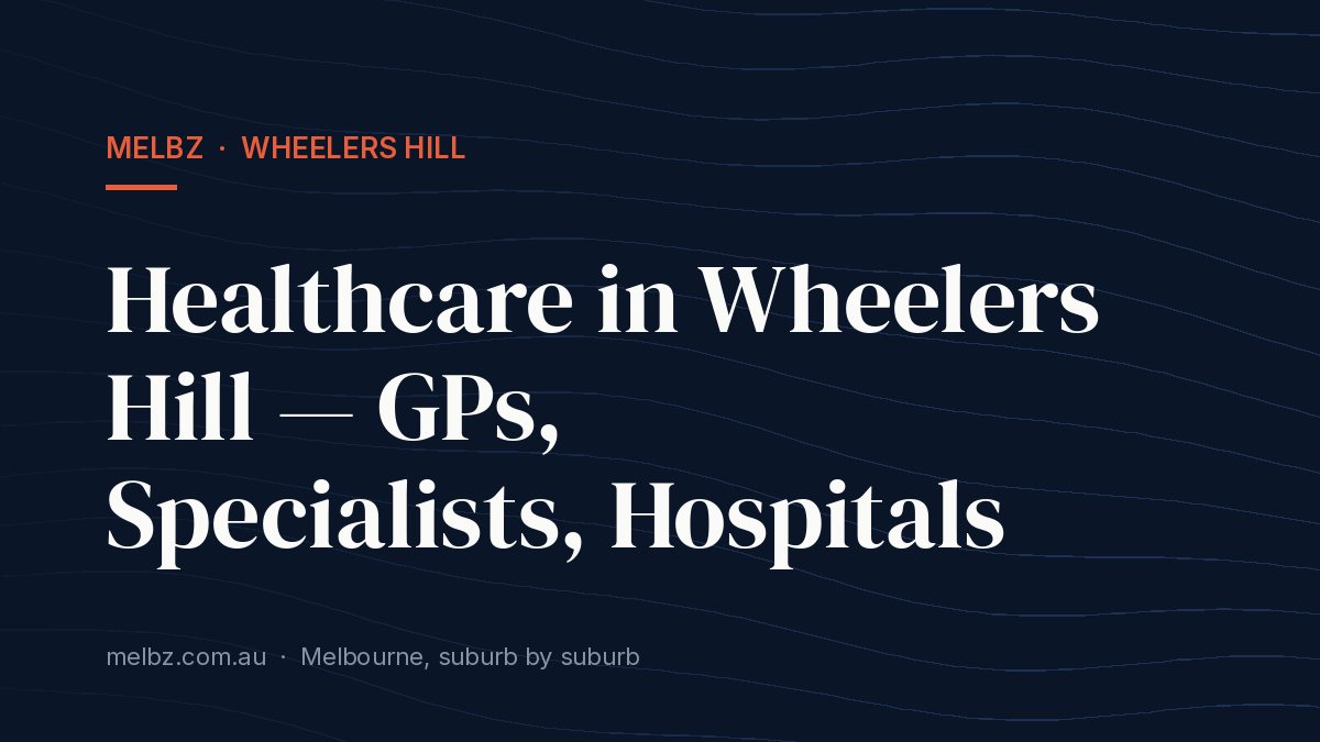 Title card: Healthcare in Wheelers Hill — GPs, Specialists, Hospitals