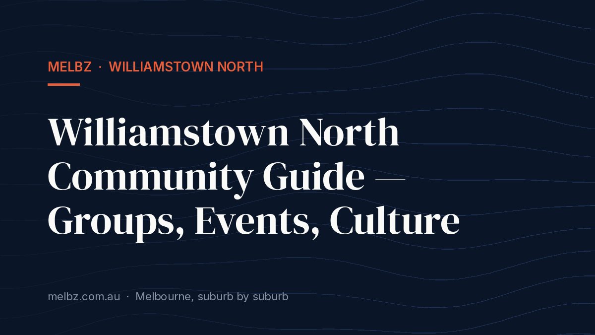 Title card: Williamstown North Community Guide — Groups, Events, Culture