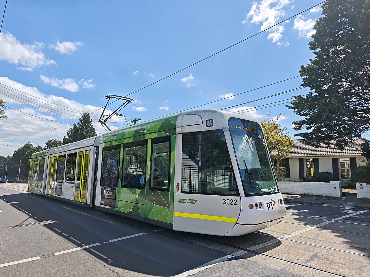 Tram 3022 at Kew Traffic School on Cotham Rd
