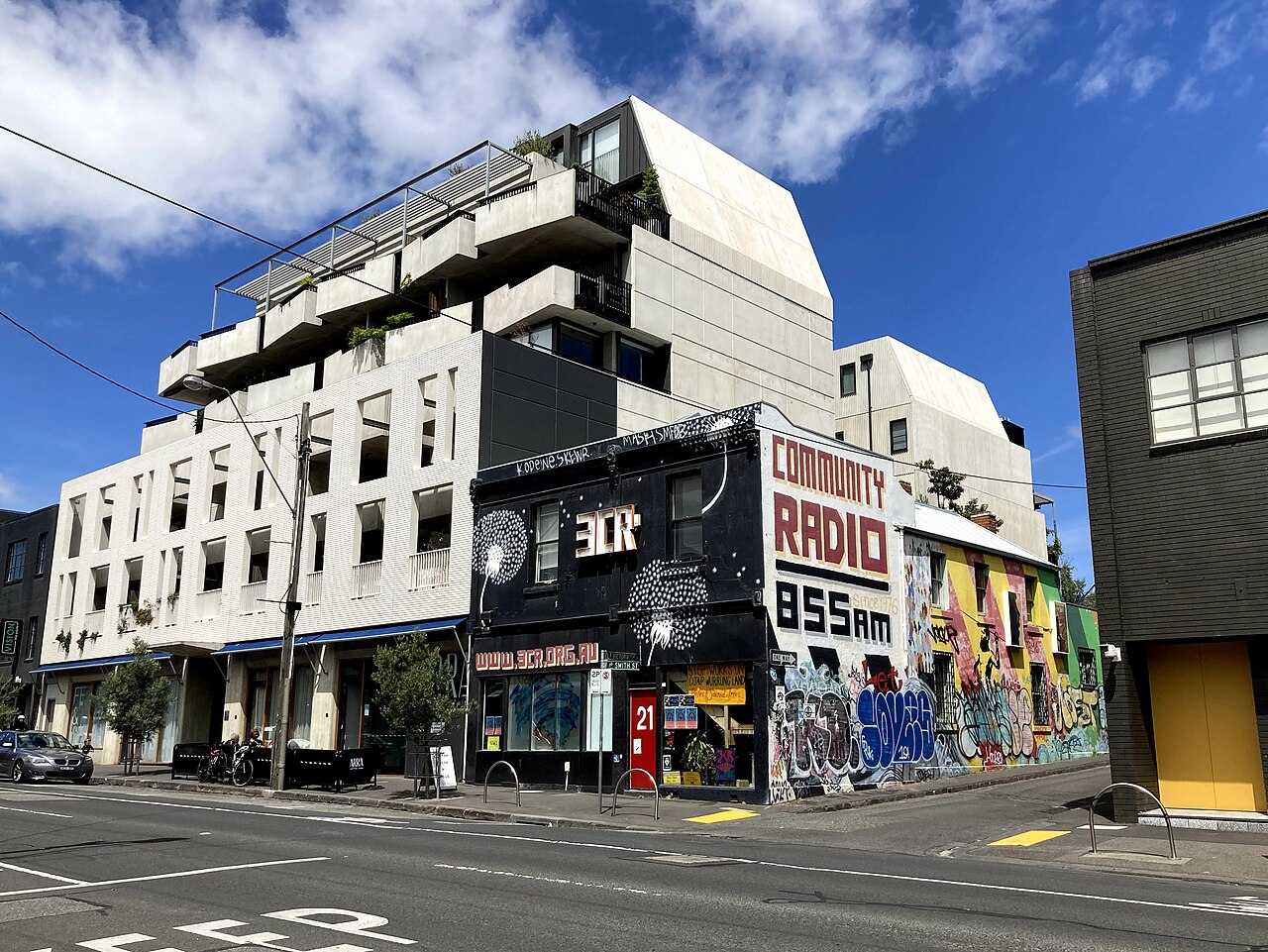 3CR studios building with street art