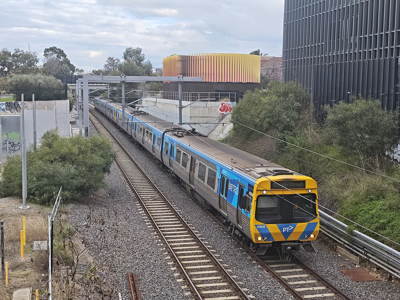 Suburban train approaching South Yarra