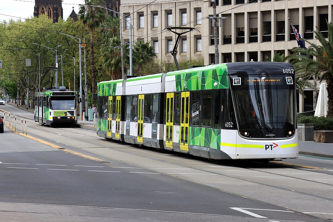 A-class tram 233 in PTV livery