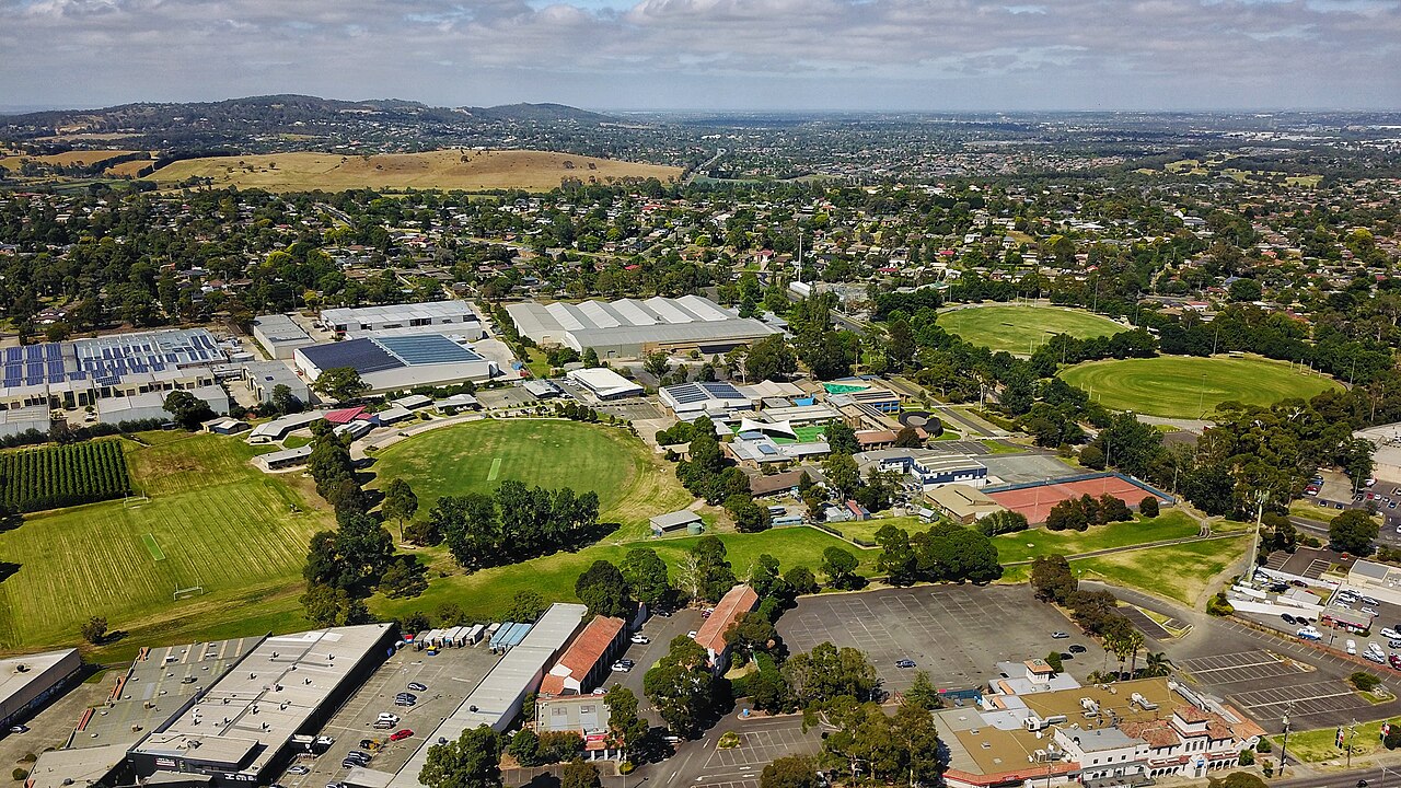 Aerial view of St Joseph's College grounds and surrounding suburb