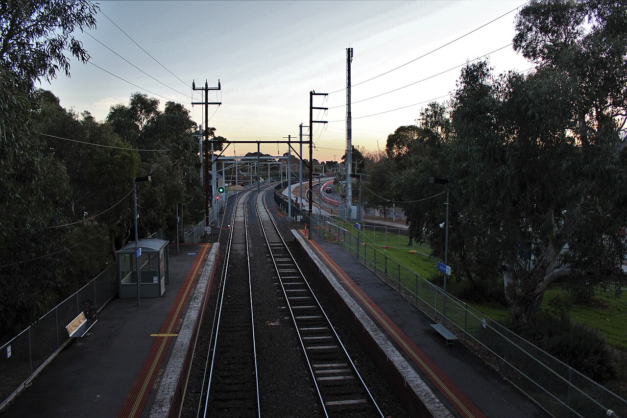 Alphington Railway Station at sunset