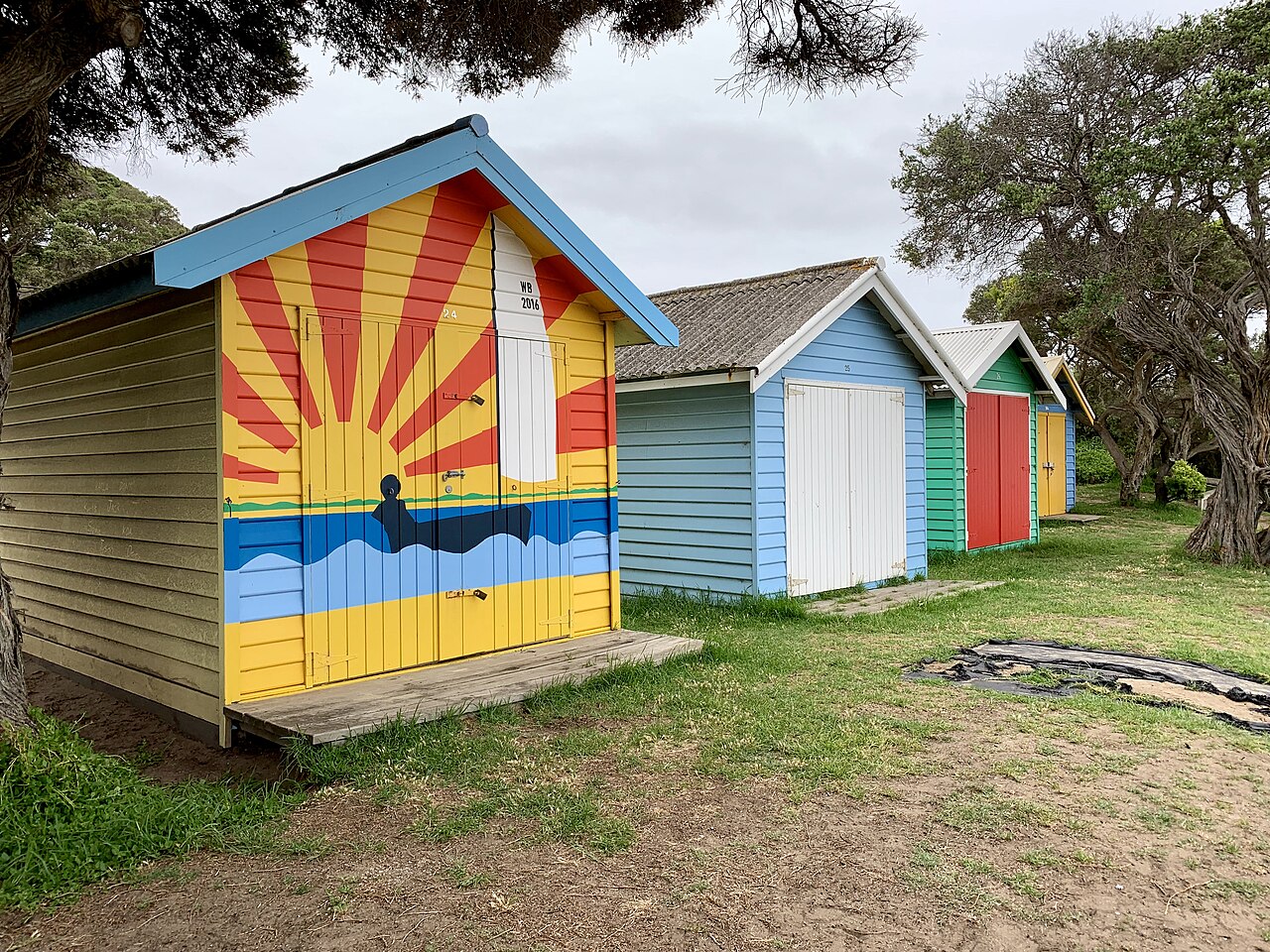 Colourful beach huts in Blairgowrie