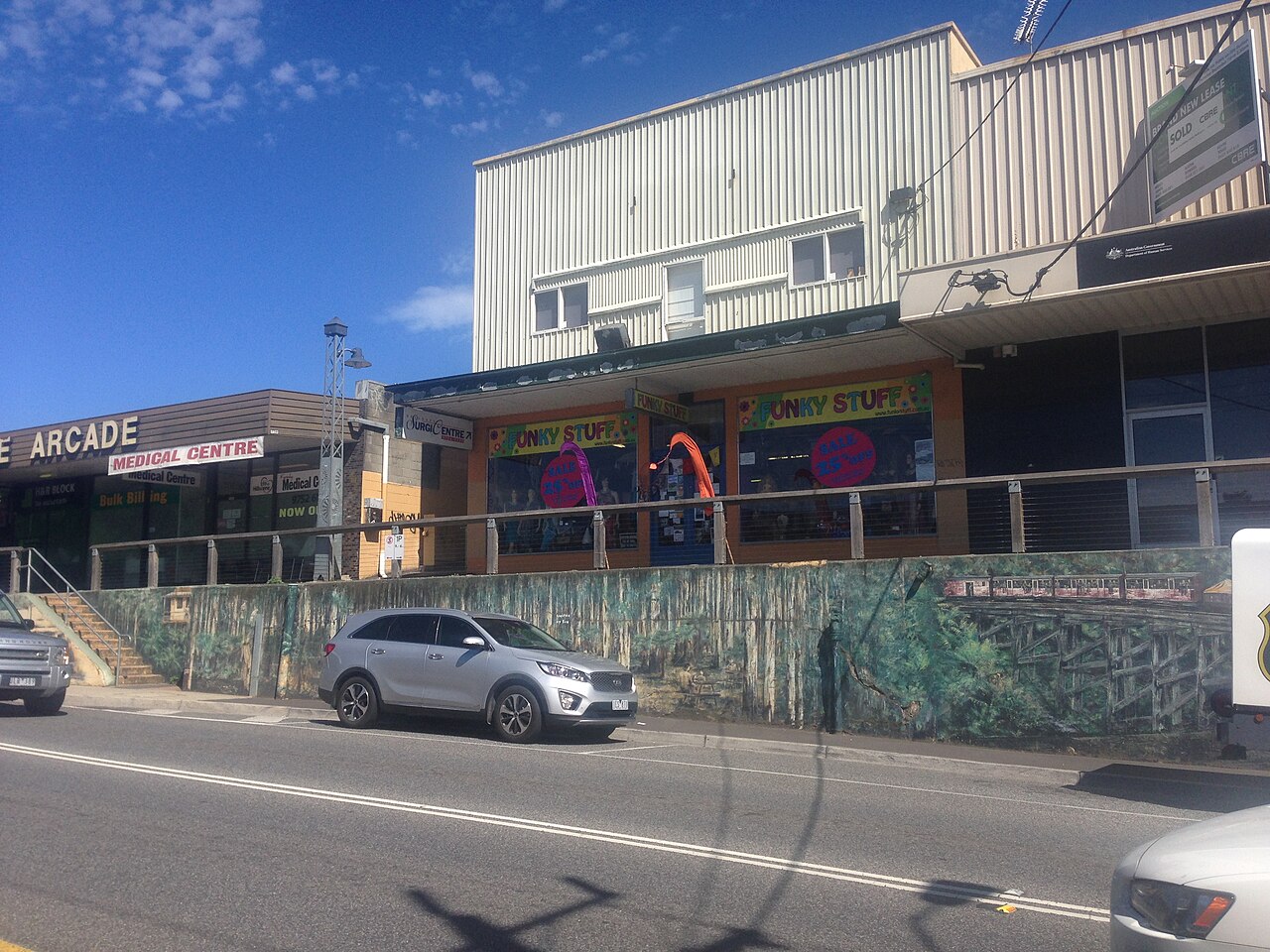 Belgrave shops and arcade along the main road
