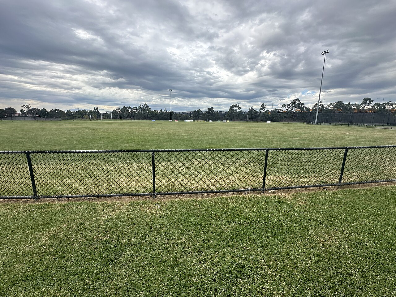 Sports field at Belvedere Reserve under a cloudy sky