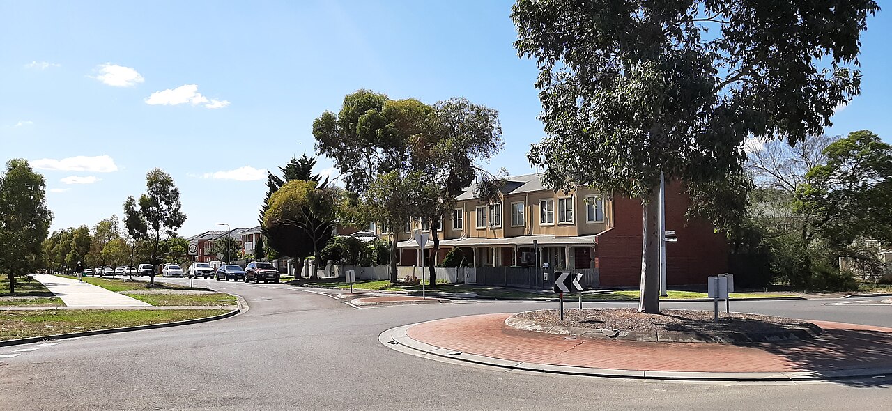 Suburban street and roundabout in Braybrook