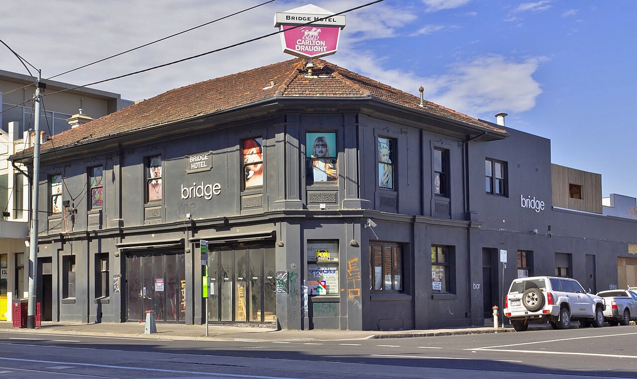 Dark grey Bridge Hotel building