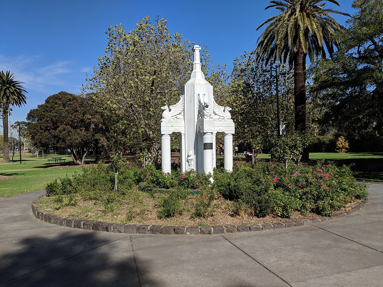 White memorial in Bridges Reserve, Coburg
