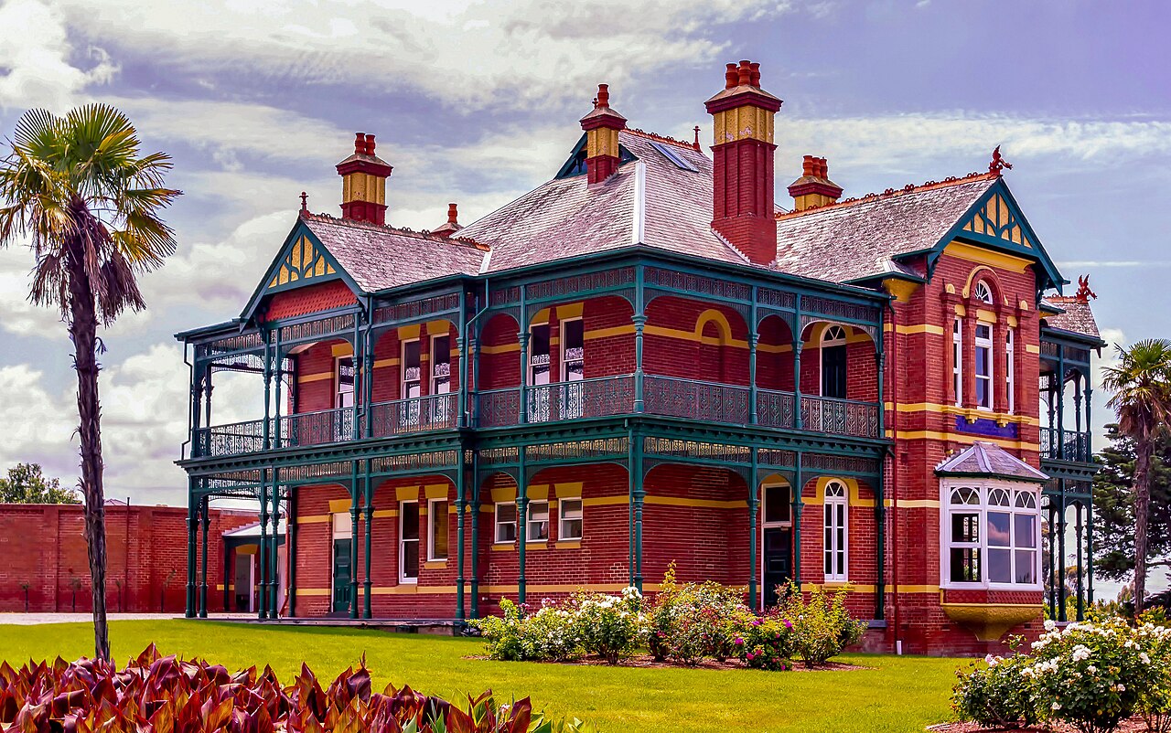 Red-brick Victorian Bundoora Homestead with veranda