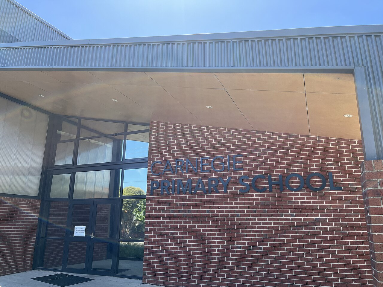 Hall entrance at Carnegie Primary School