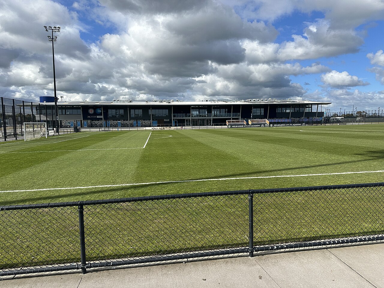 Football pitch and grandstand at City Football Academy