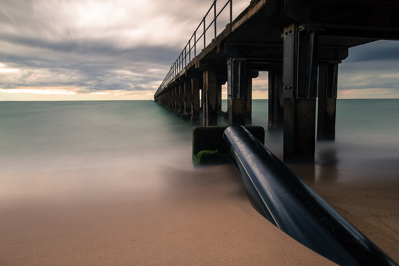 Dromana beach pier under cloudy sky