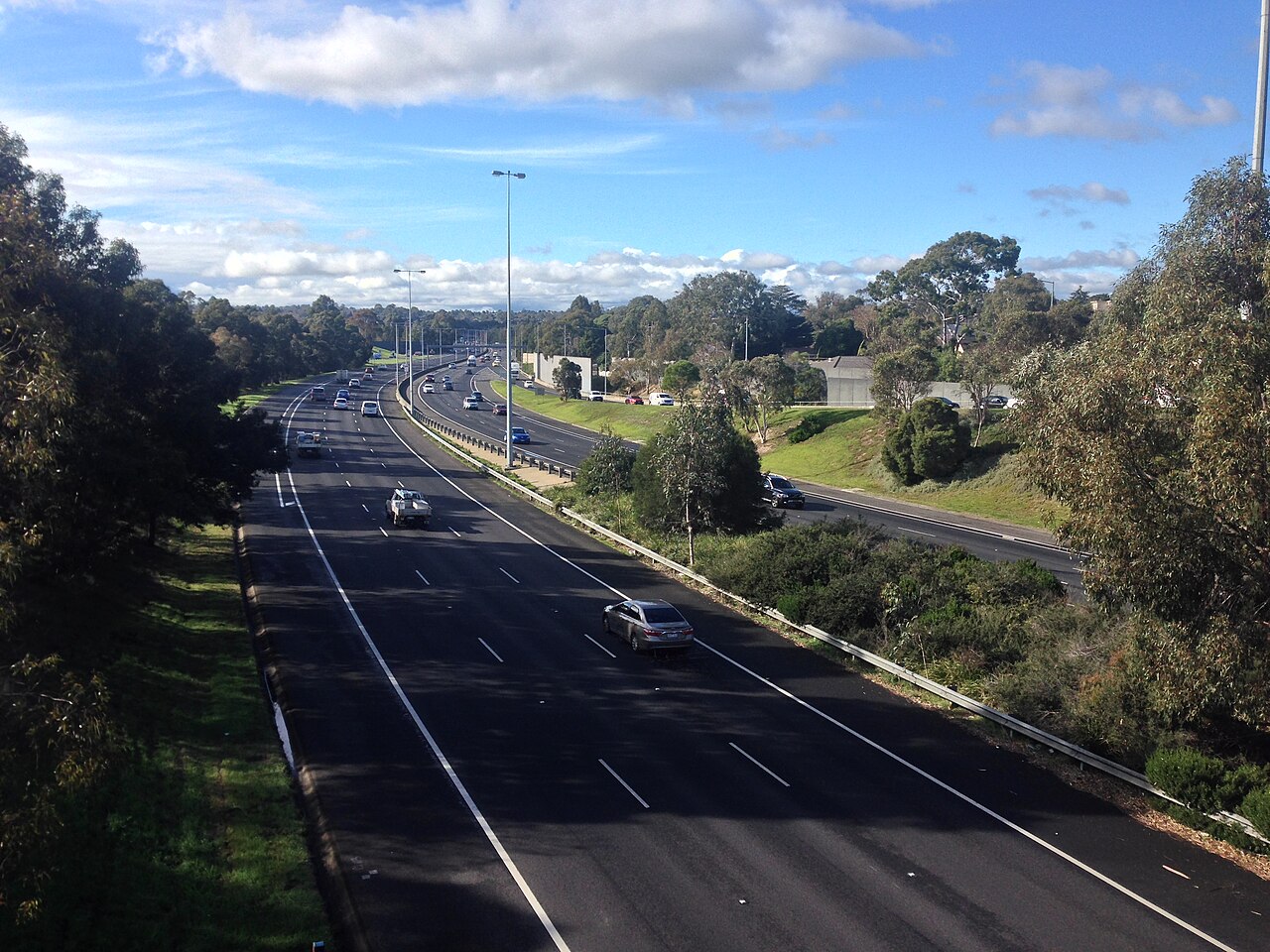 Eastern Freeway seen from the Bulleen Road overpass