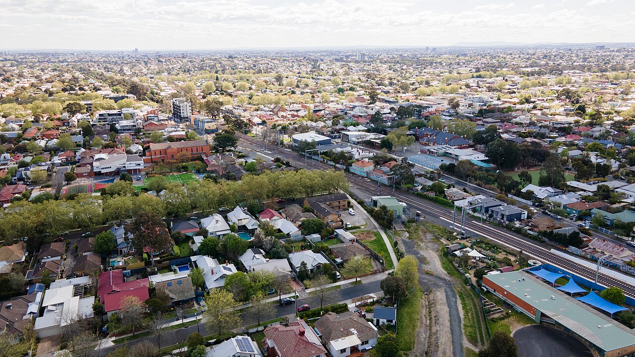 Aerial view of Fairfield looking west